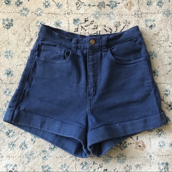 American Apparel High Waisted Denim Blue Shorts - Picture 1 of 3
